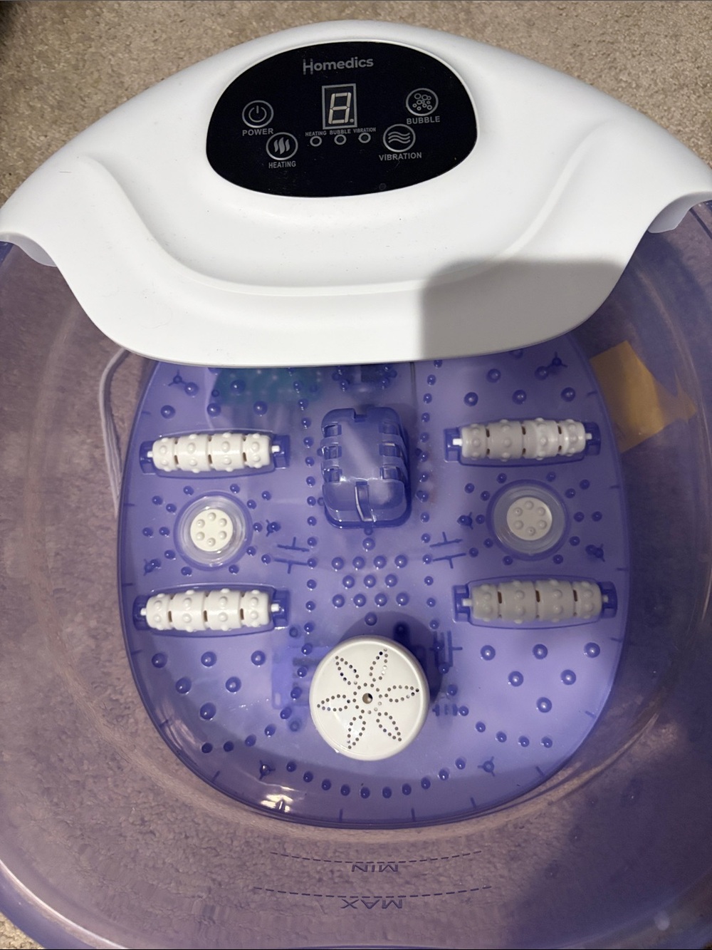 Homedics Purple and White Foot Spa with Massage Rollers